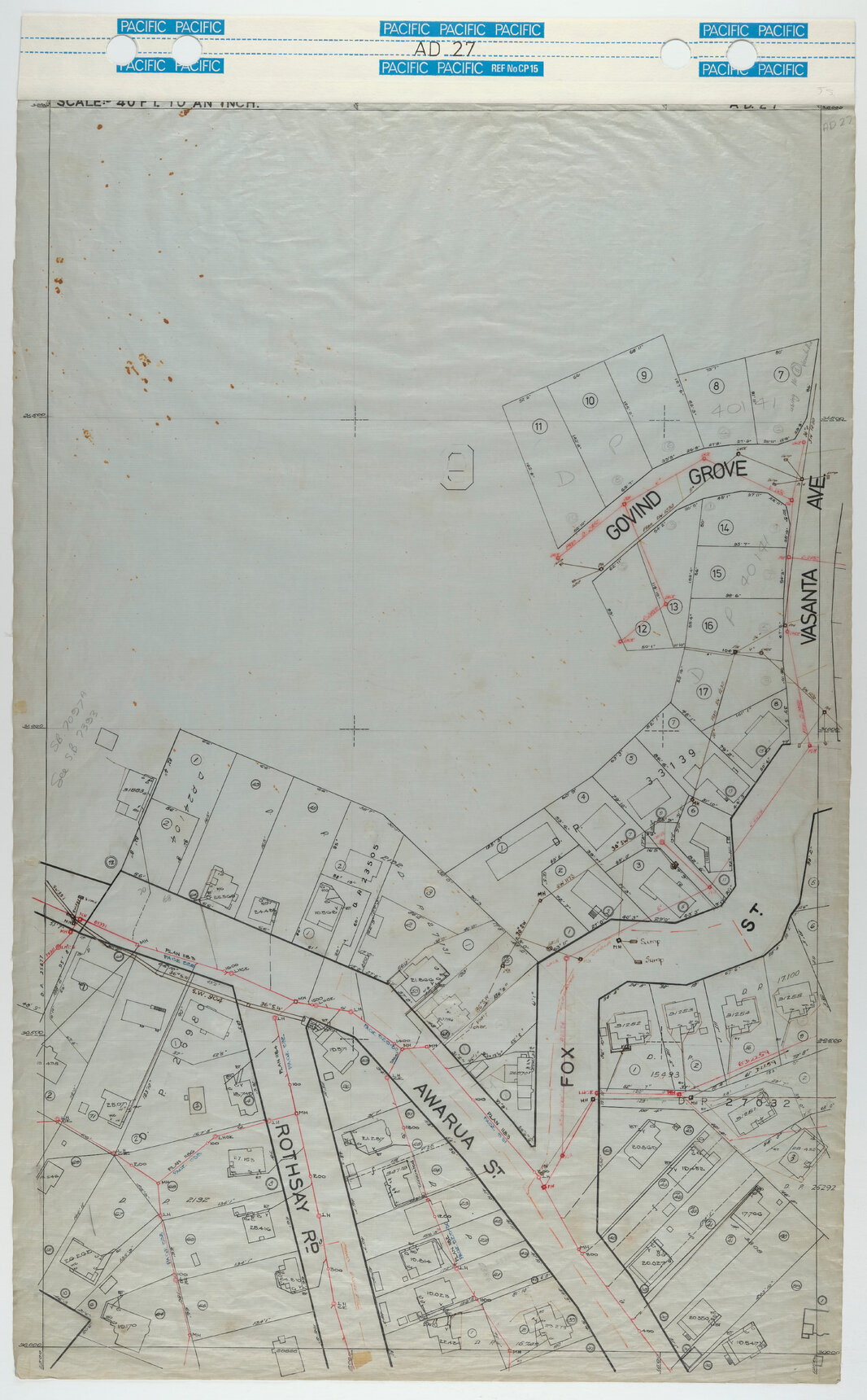 40 Foot to an Inch Record Sheet, sheet AD27