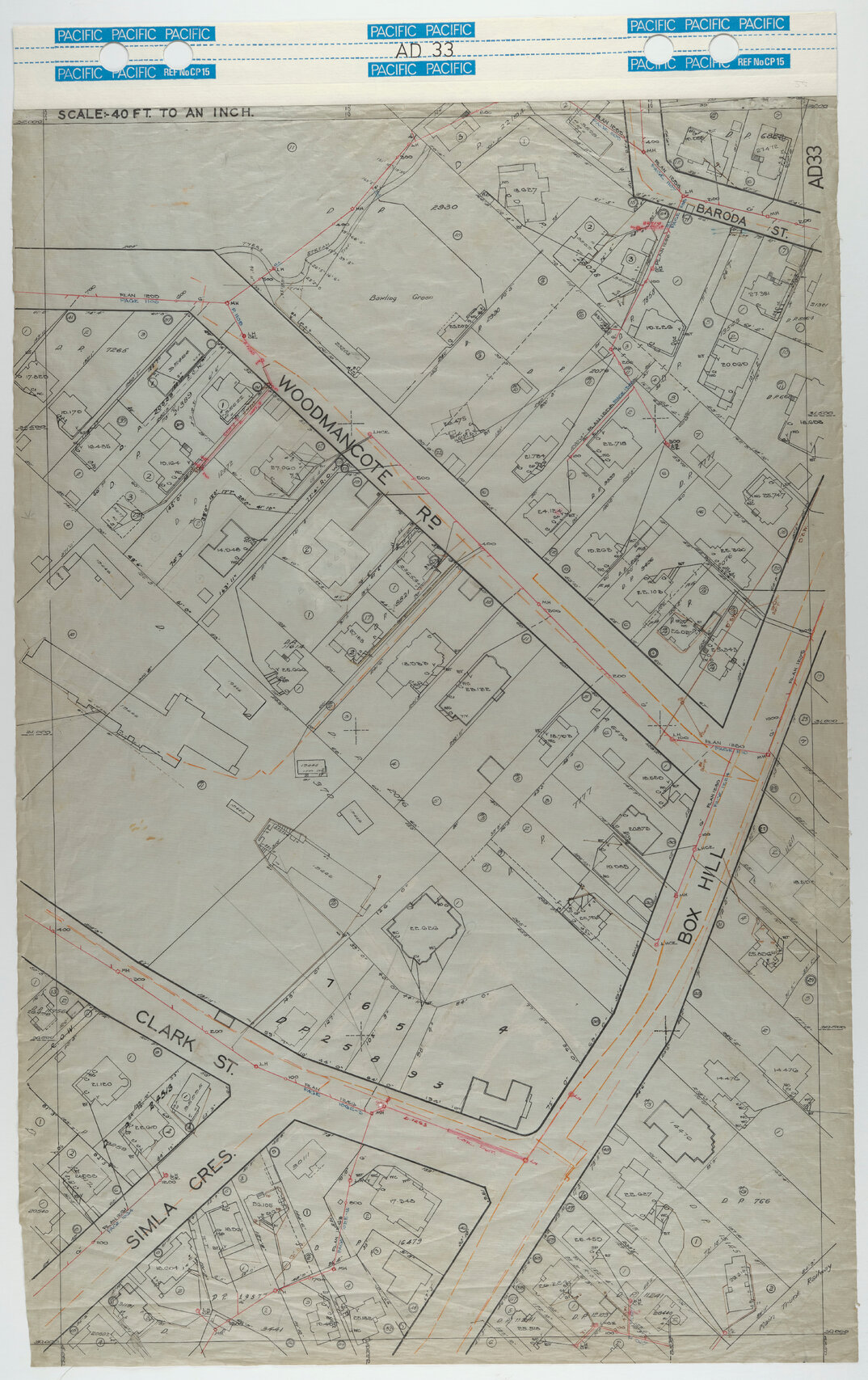 40 Foot to an Inch Record Sheet, sheet AD33
