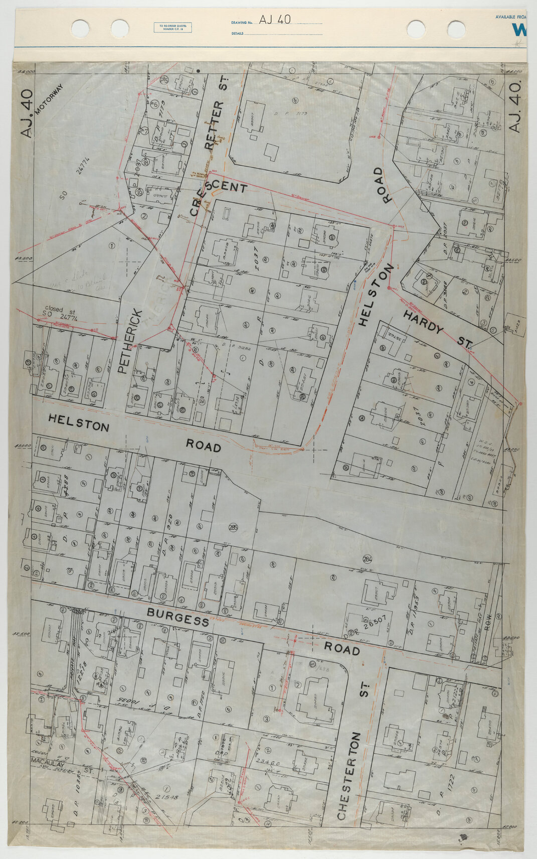 40 Foot to an Inch Record Sheet, sheet AJ40