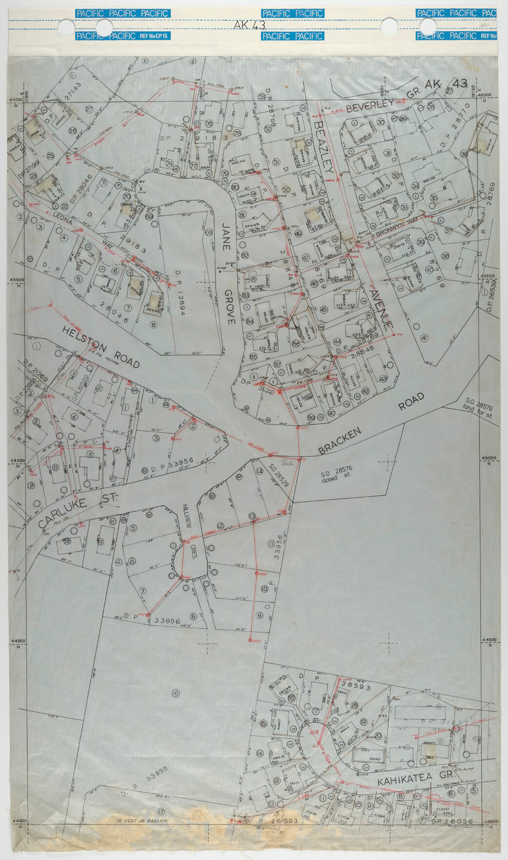 40 Foot to an Inch Record Sheet, sheet AK43