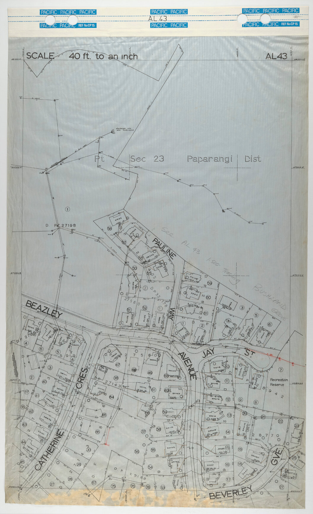 40 Foot to an Inch Record Sheet, sheet AL43