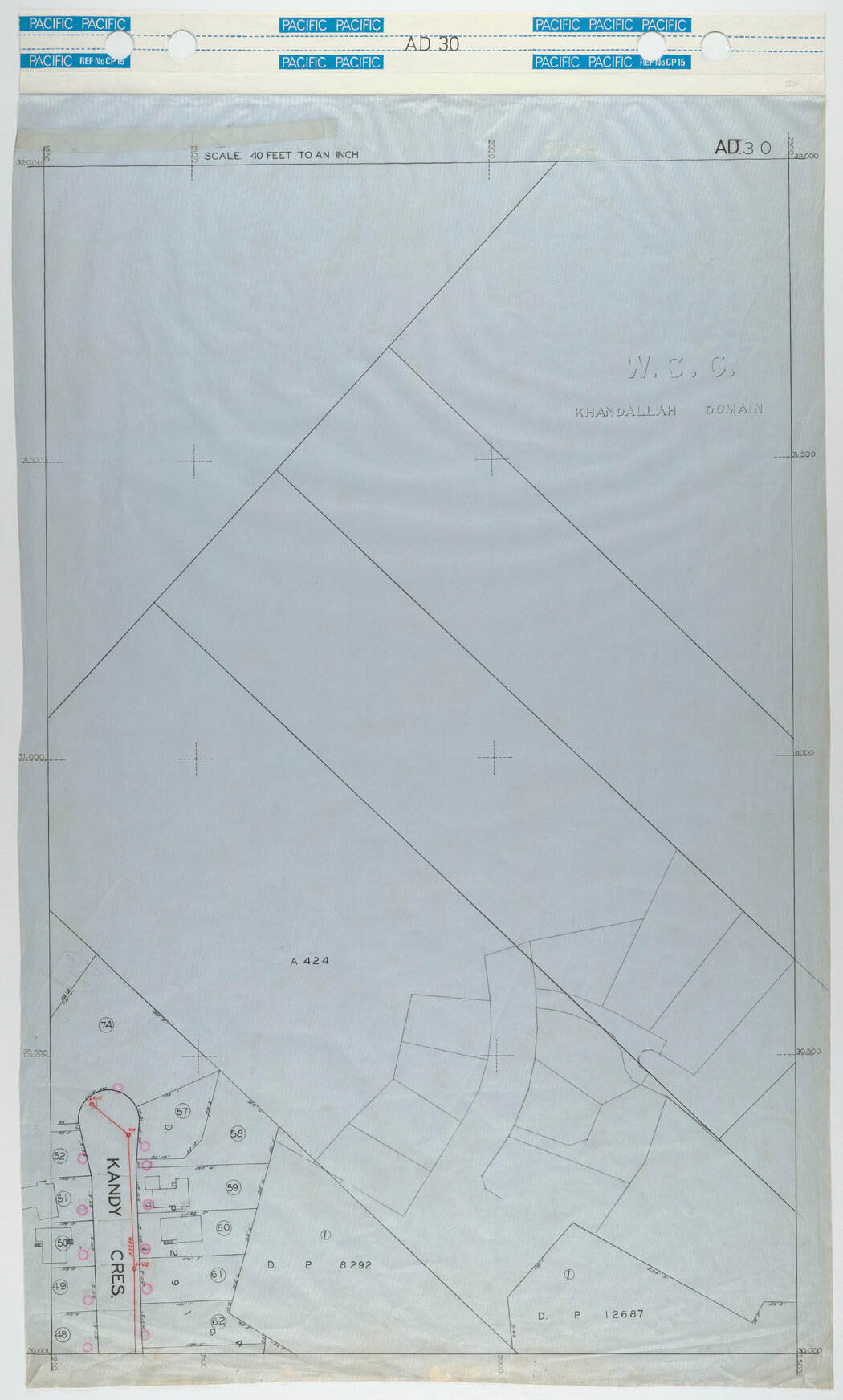 40 Foot to an Inch Record Sheet, sheet AD30