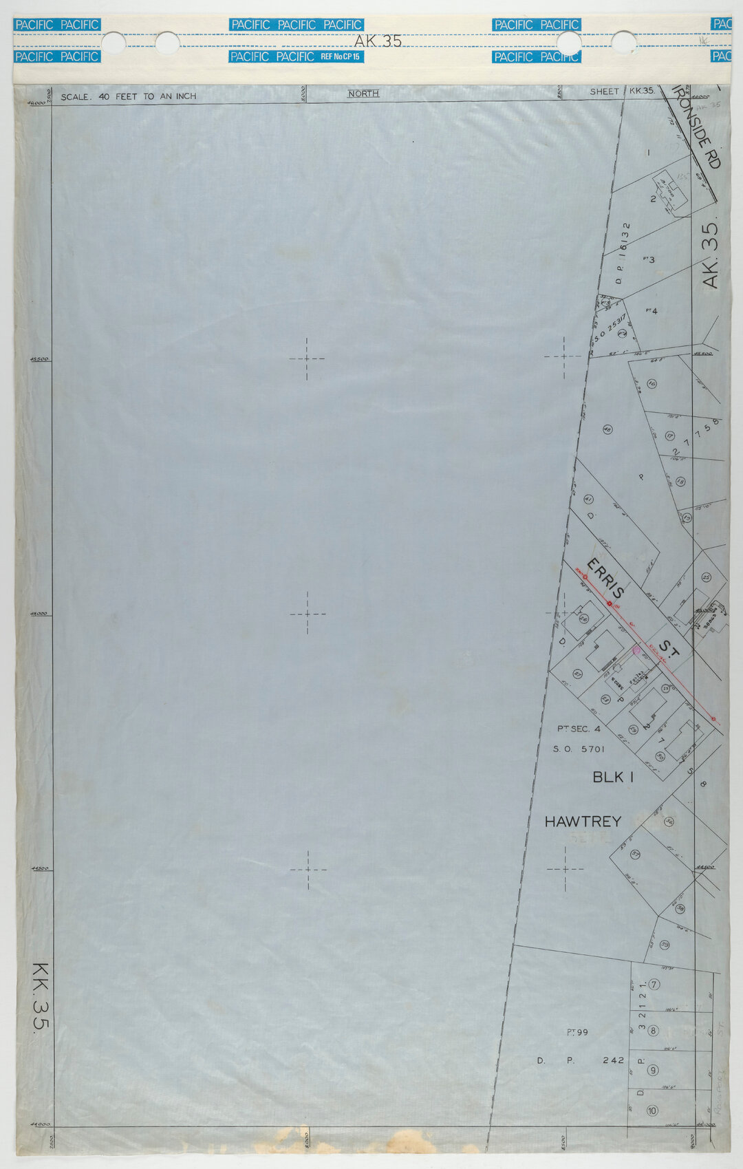 40 Foot to an Inch Record Sheet, sheet AK35