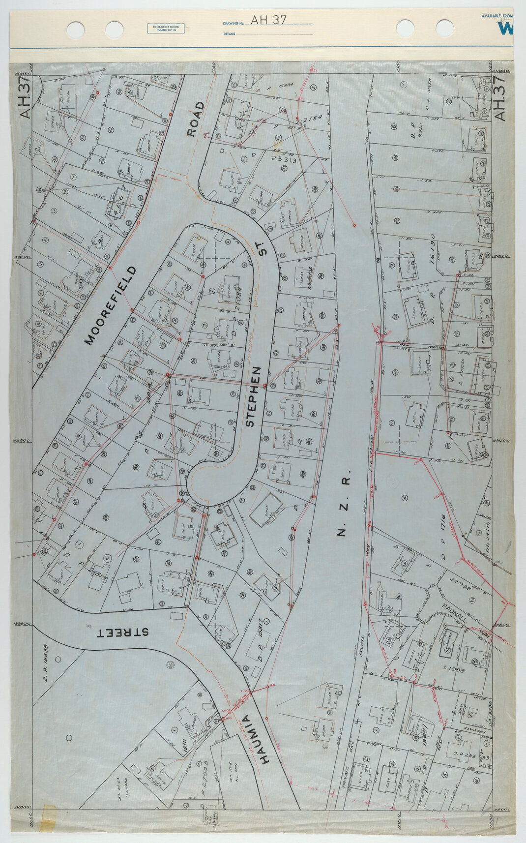 40 Foot to an Inch Record Sheet, sheet AH37
