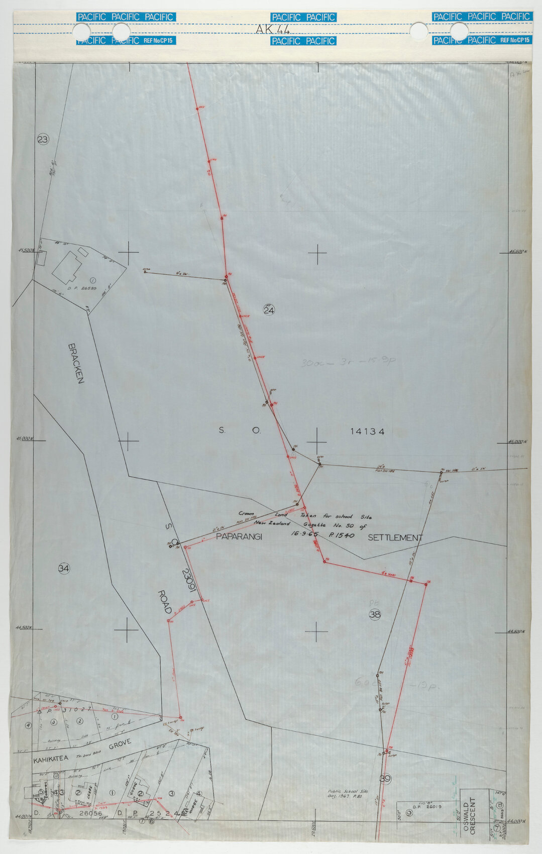 40 Foot to an Inch Record Sheet, sheet AK44