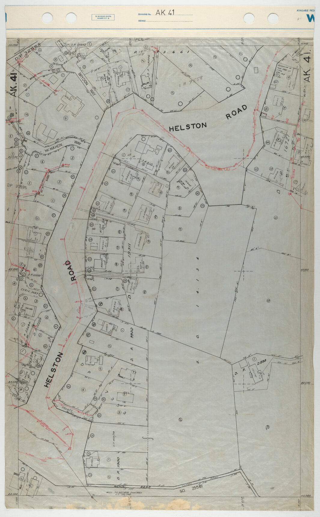 40 Foot to an Inch Record Sheet, sheet AK41