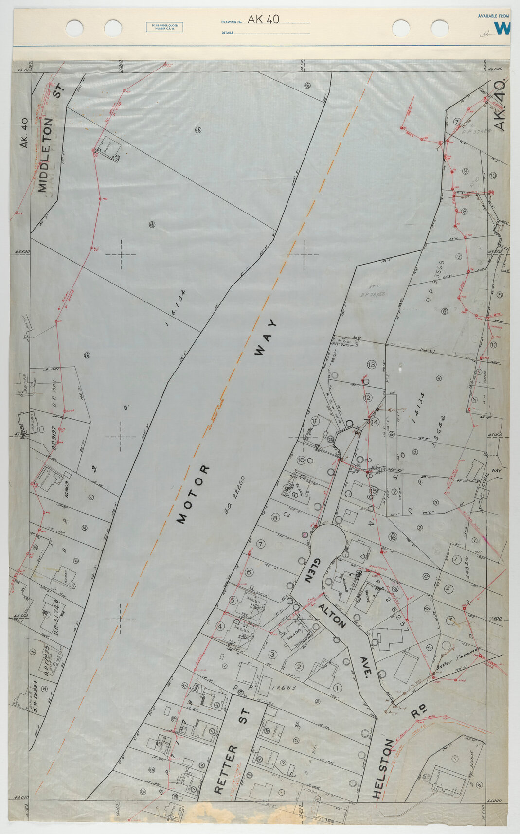 40 Foot to an Inch Record Sheet, sheet AK40
