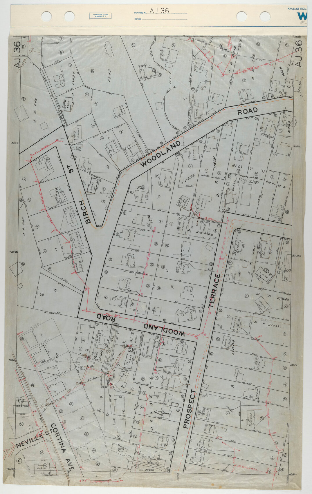 40 Foot to an Inch Record Sheet, sheet AJ36
