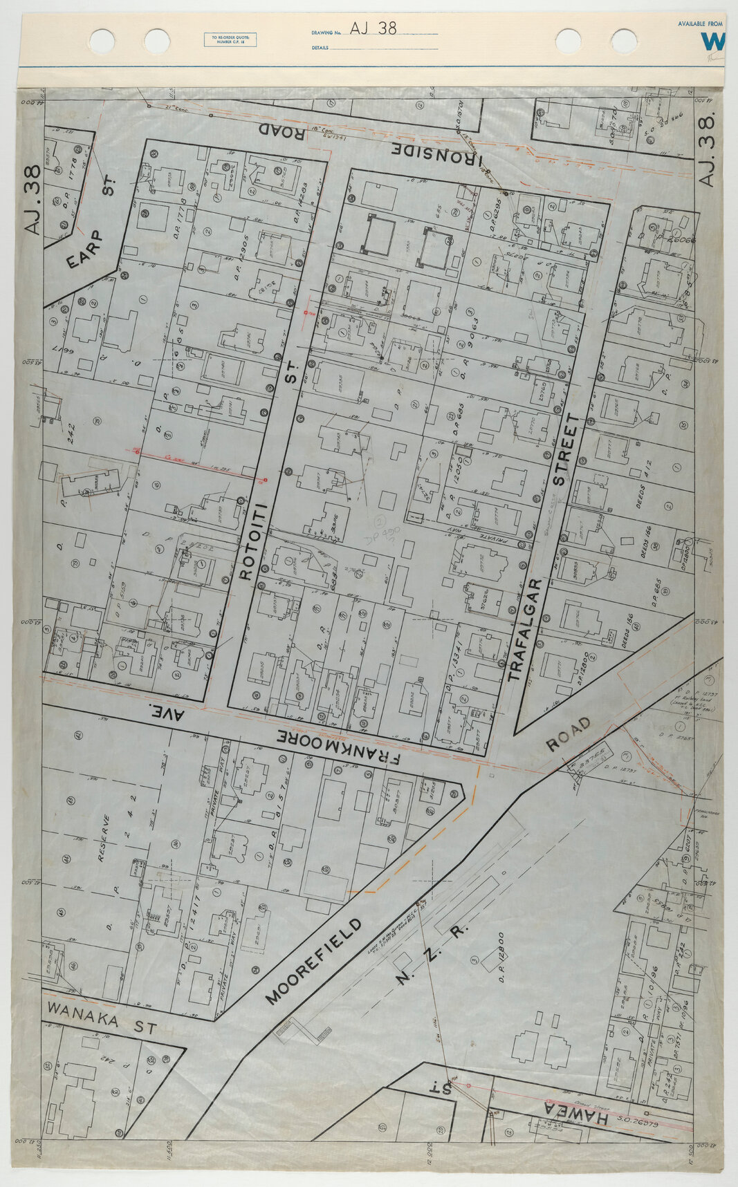 40 Foot to an Inch Record Sheet, sheet AJ38