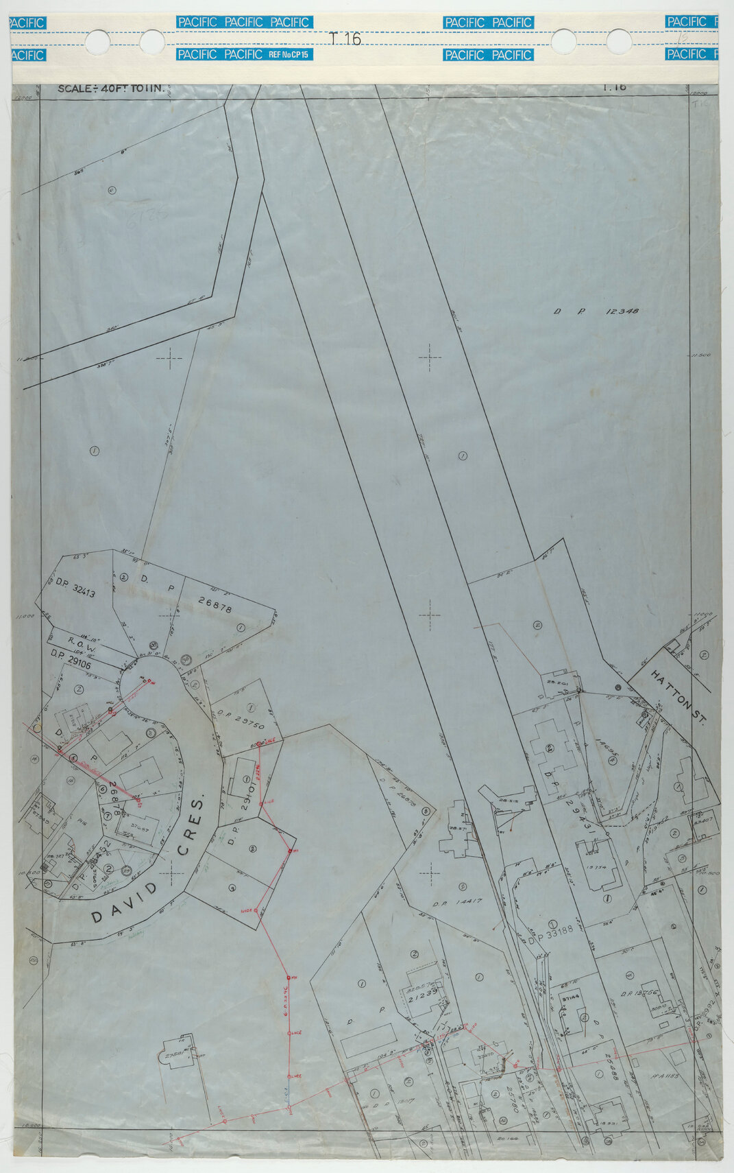 40 Foot to an Inch Record Sheet, sheet T16