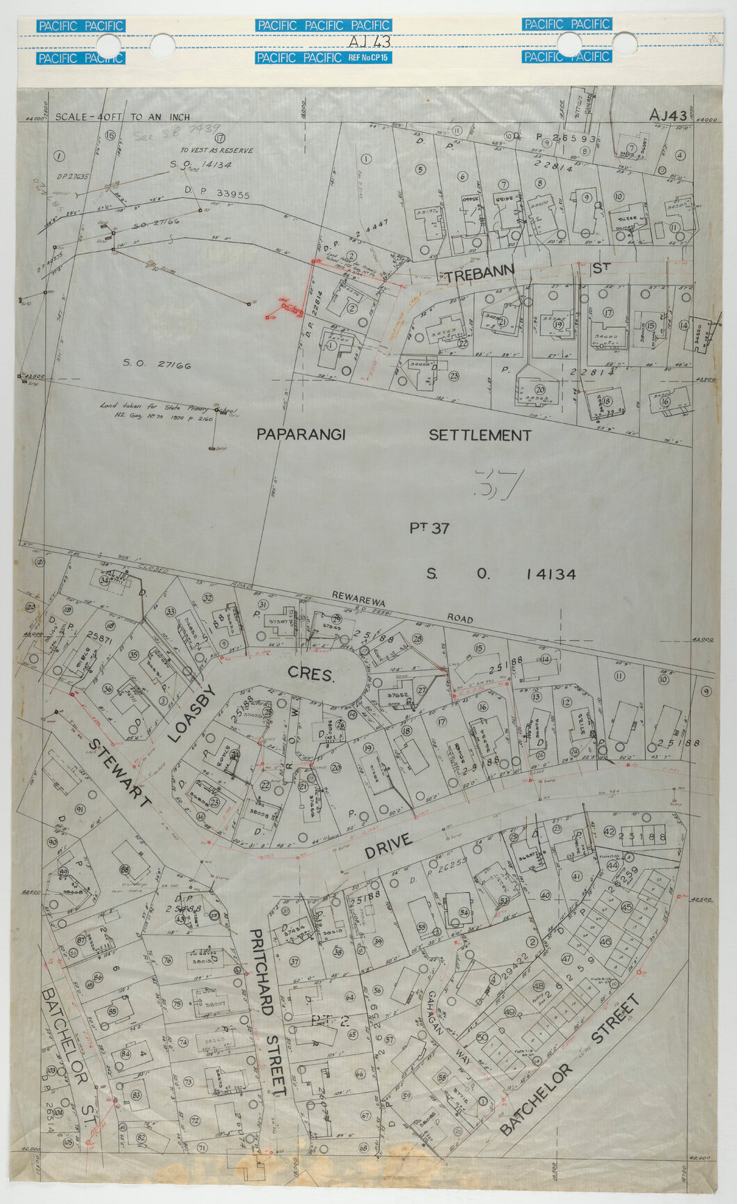 40 Foot to an Inch Record Sheet, sheet AJ43