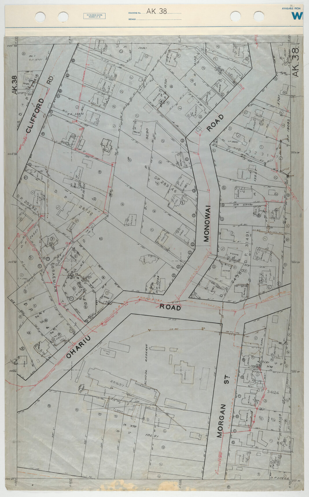 40 Foot to an Inch Record Sheet, sheet AK38