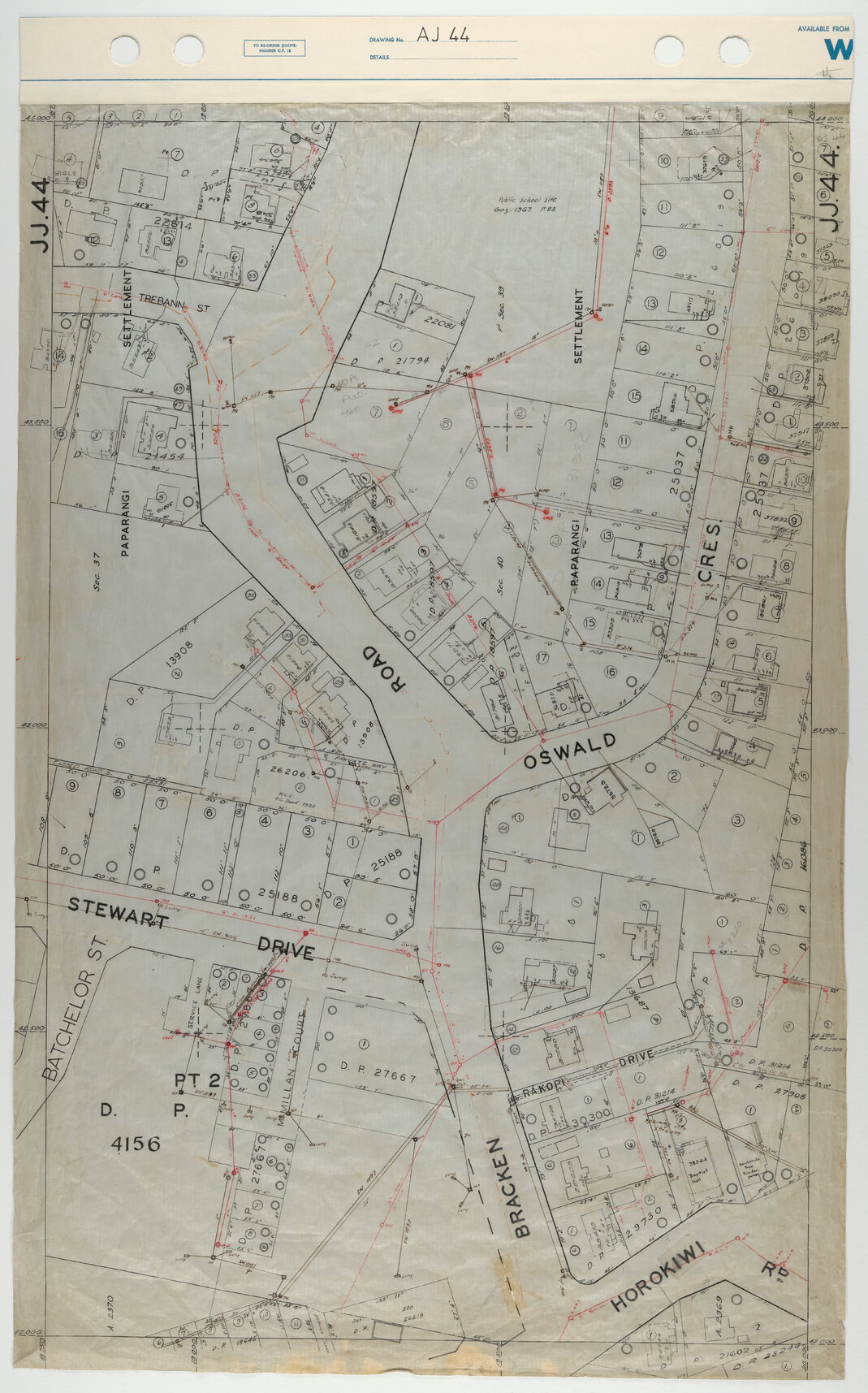 40 Foot to an Inch Record Sheet, sheet AJ44