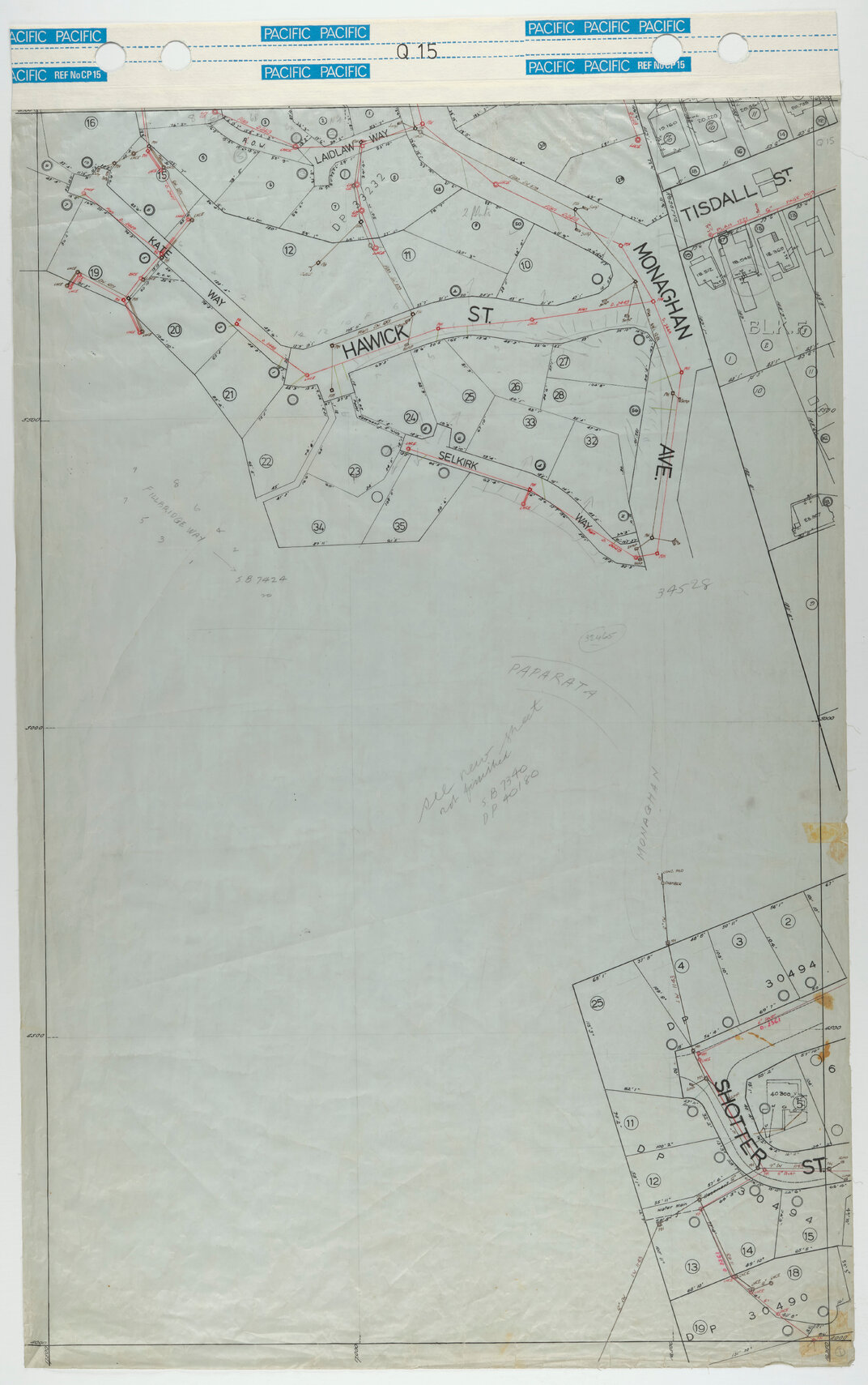 40 Foot to an Inch Record Sheet, sheet Q15