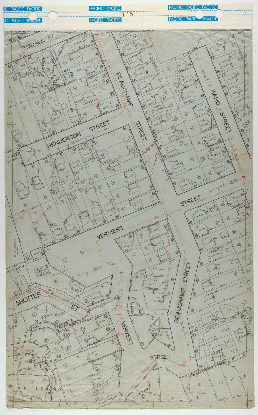 40 Foot to an Inch Record Sheet, sheet Q16