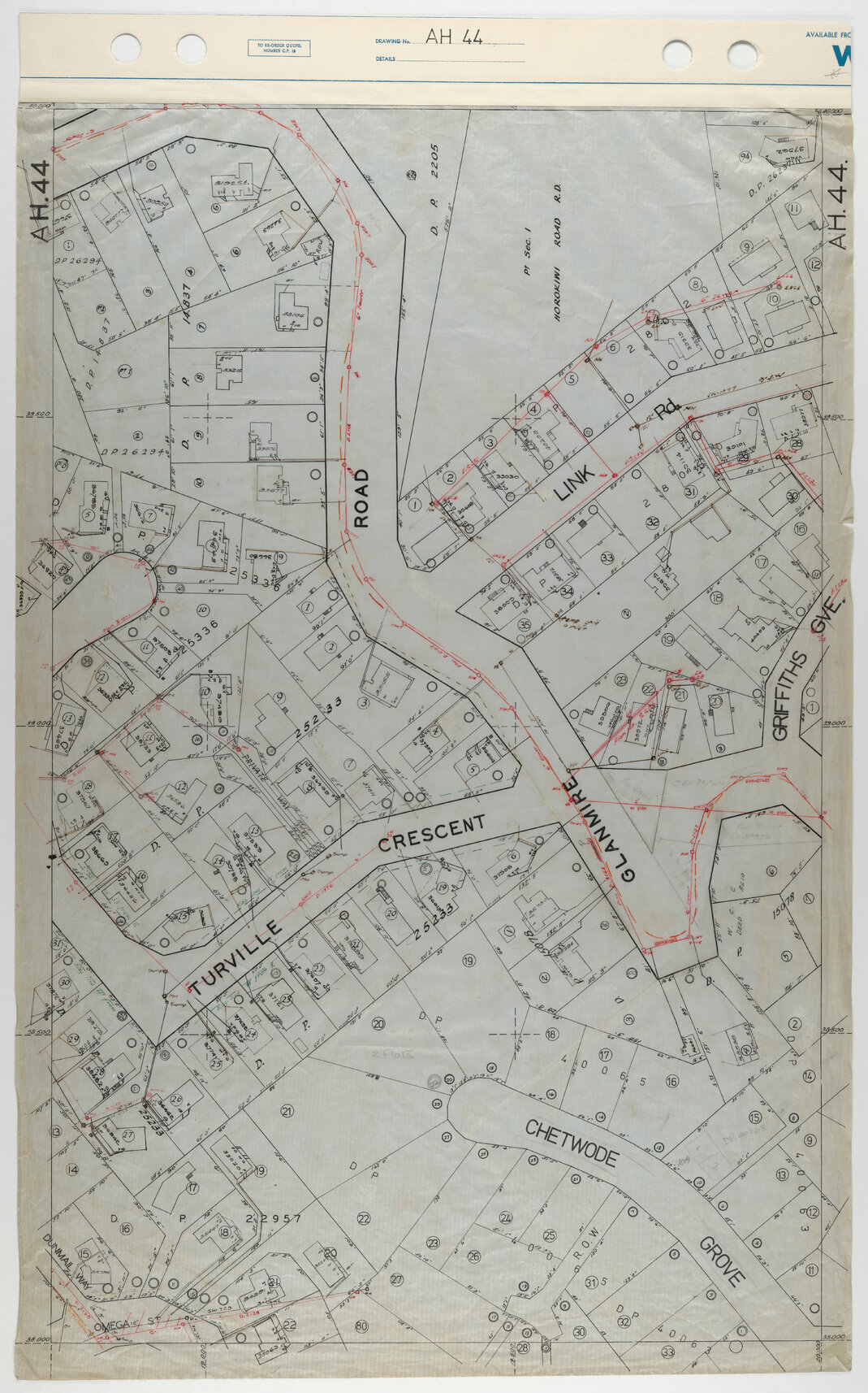 40 Foot to an Inch Record Sheet, sheet AH44