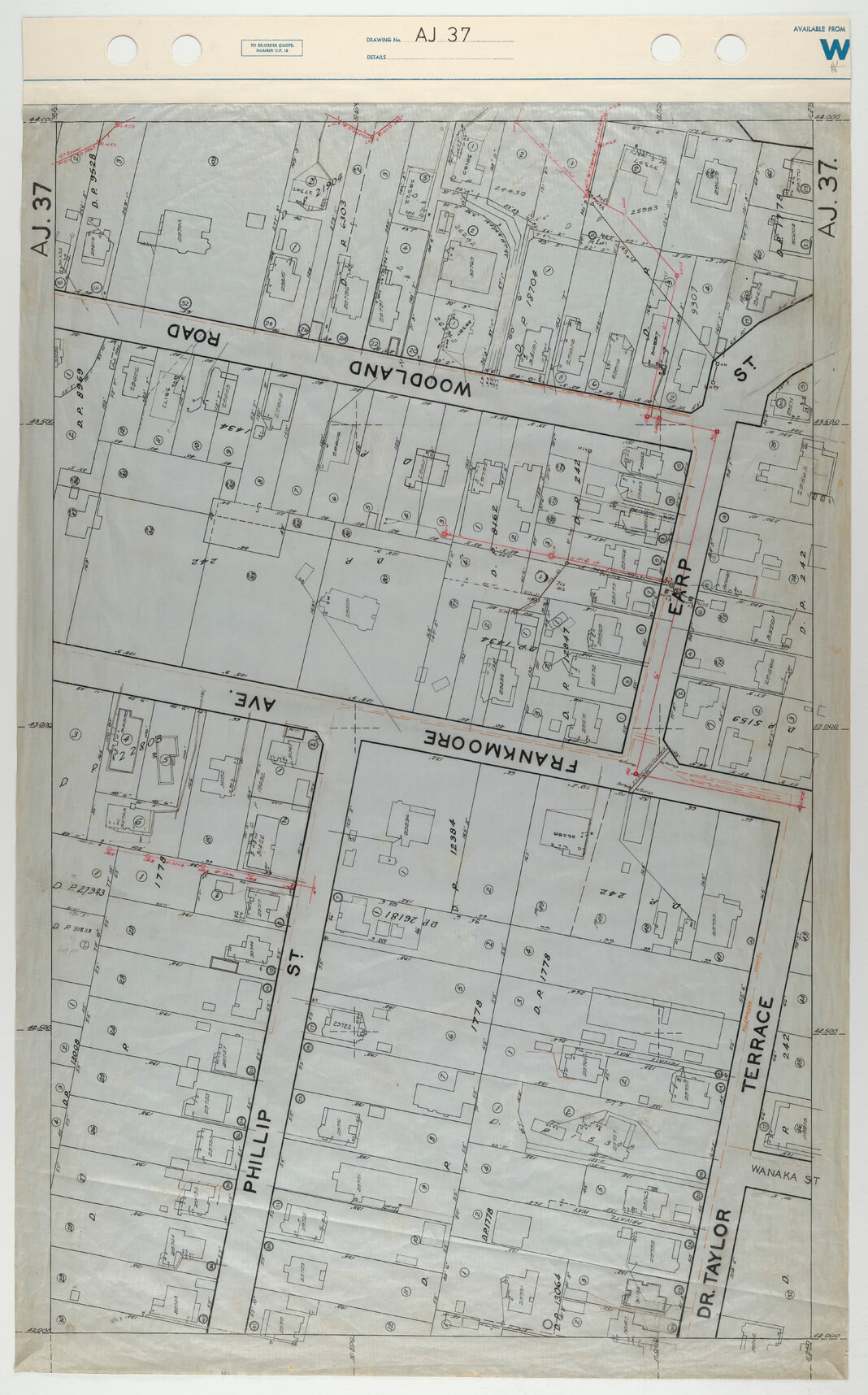 40 Foot to an Inch Record Sheet, sheet AJ37