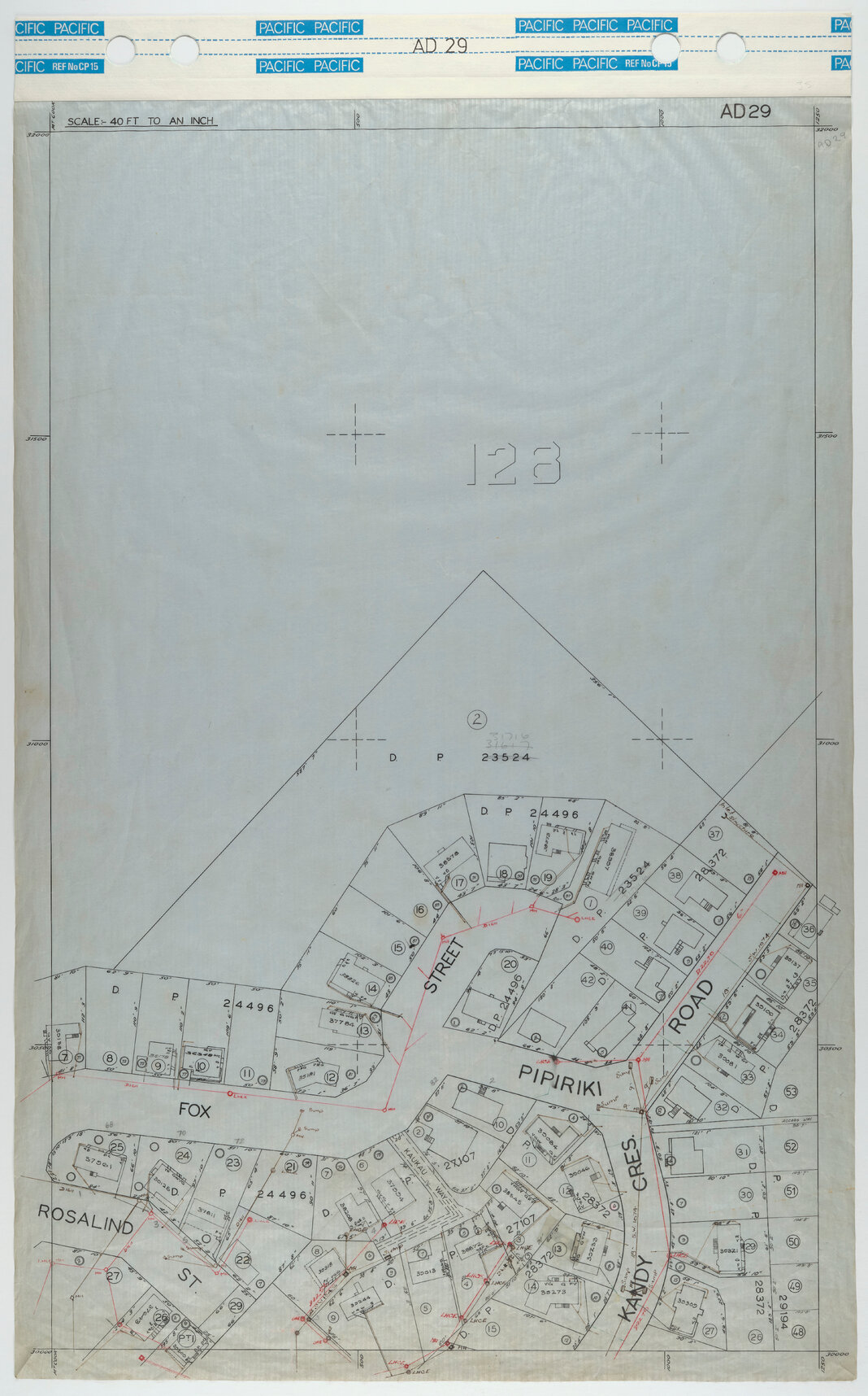 40 Foot to an Inch Record Sheet, sheet AD29