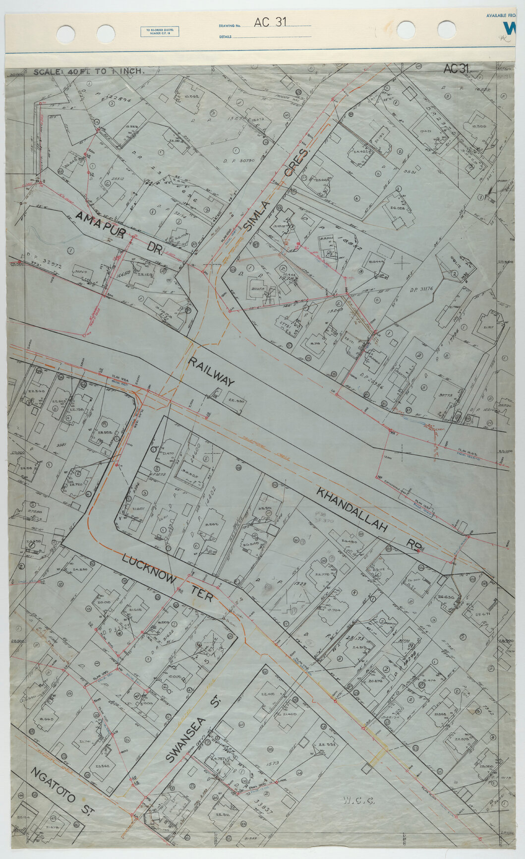 40 Foot to an Inch Record Sheet, sheet AC31