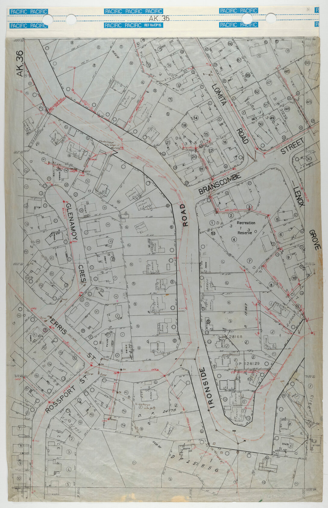 40 Foot to an Inch Record Sheet, sheet AK36