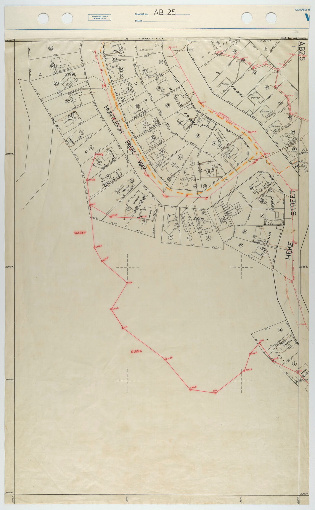 40 Foot to an Inch Record Sheet, sheet AB25