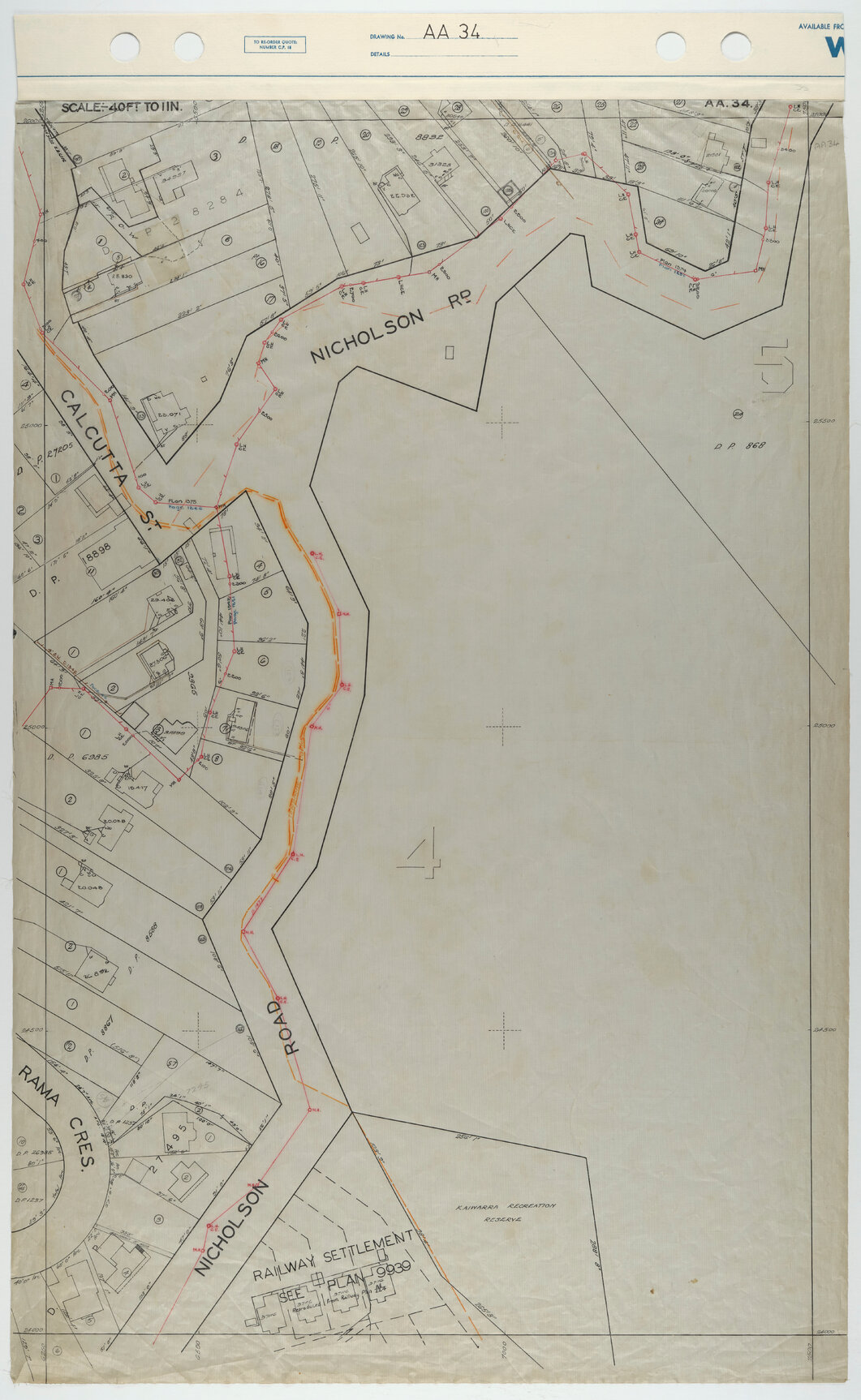 40 Foot to an Inch Record Sheet, sheet AA34