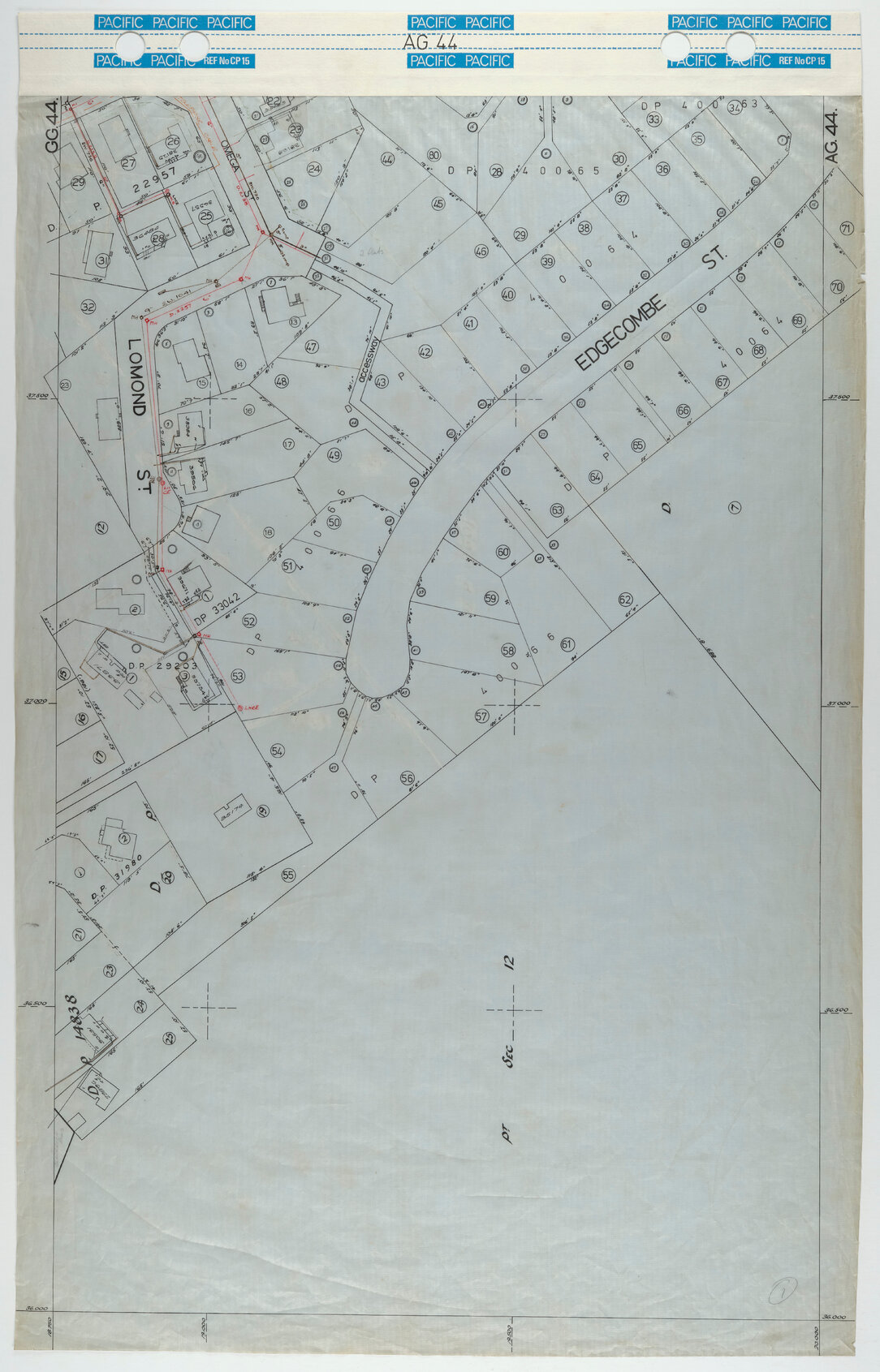 40 Foot to an Inch Record Sheet, sheet AG44