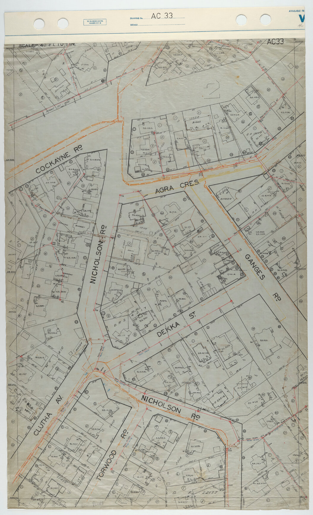 40 Foot to an Inch Record Sheet, sheet AC33