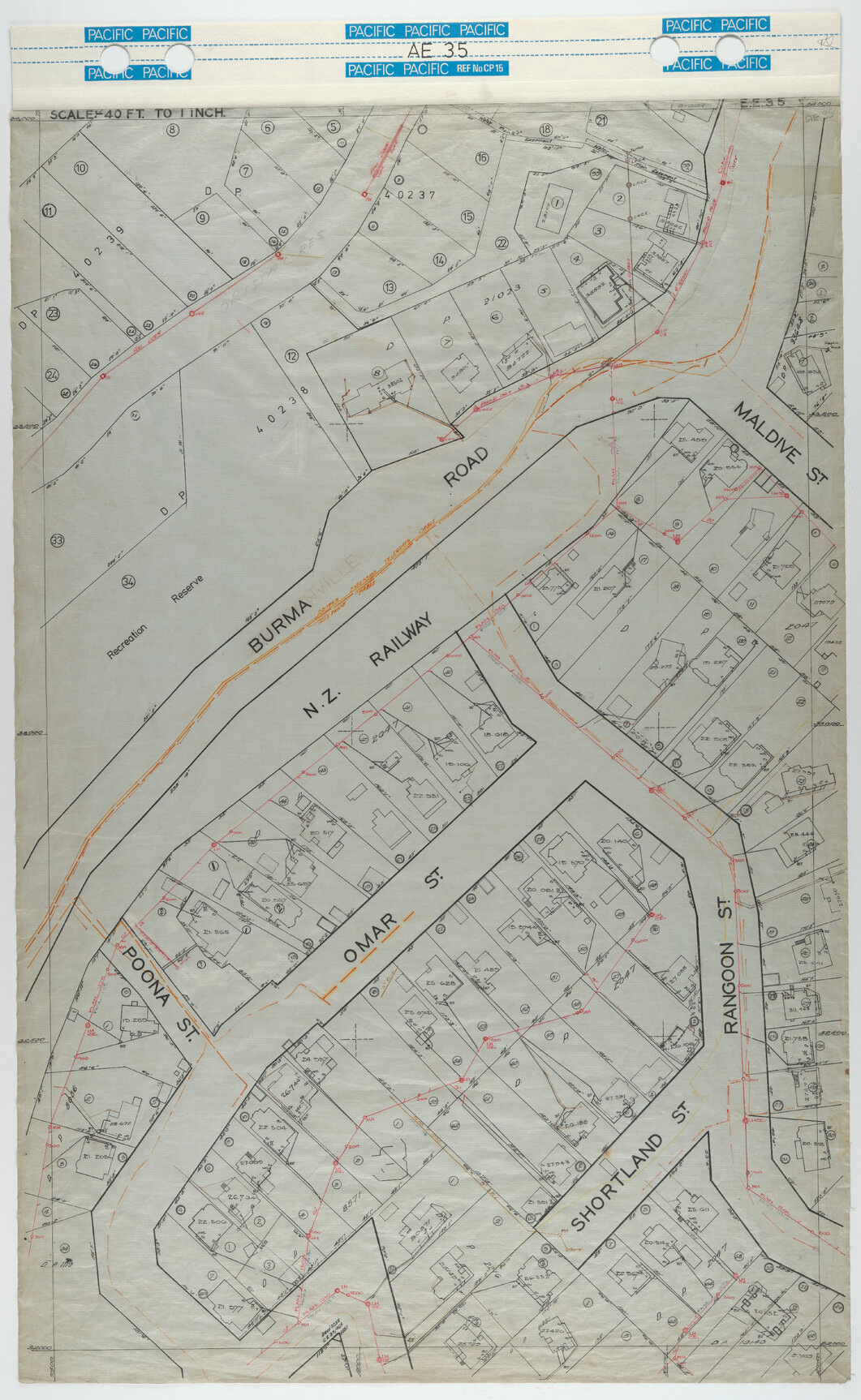 40 Foot to an Inch Record Sheet, sheet AE35