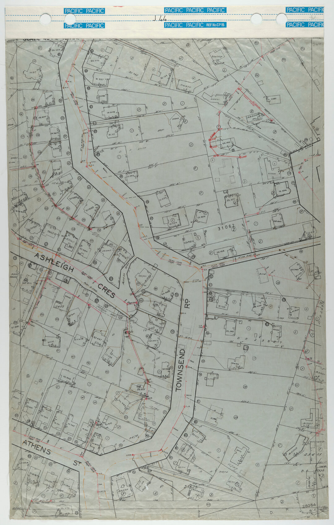 40 Foot to an Inch Record Sheet, sheet J44