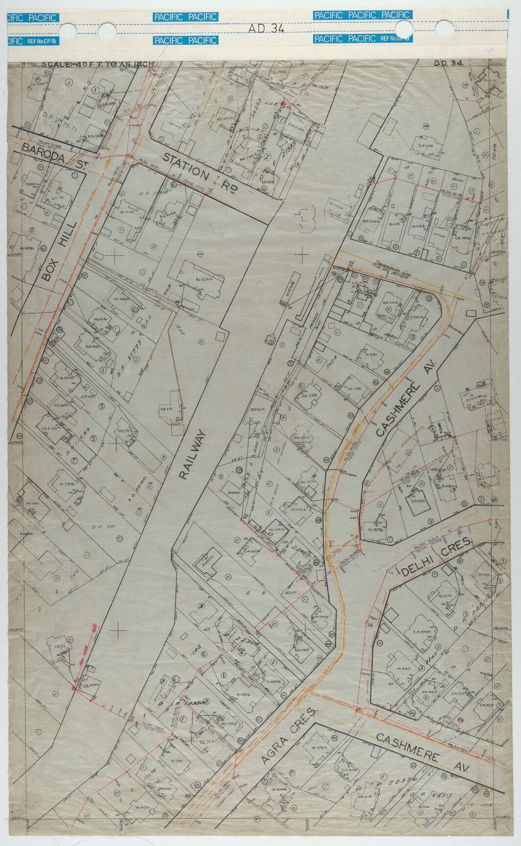 40 Foot to an Inch Record Sheet, sheet AD34