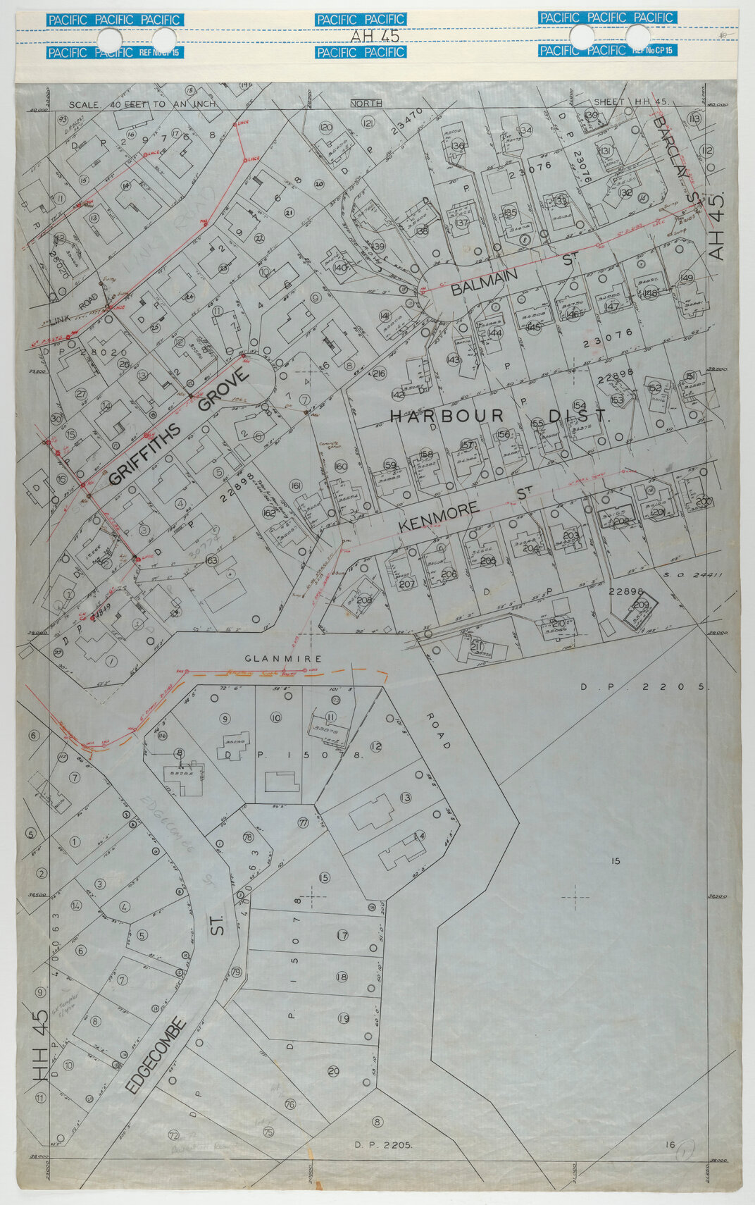 40 Foot to an Inch Record Sheet, sheet AH45