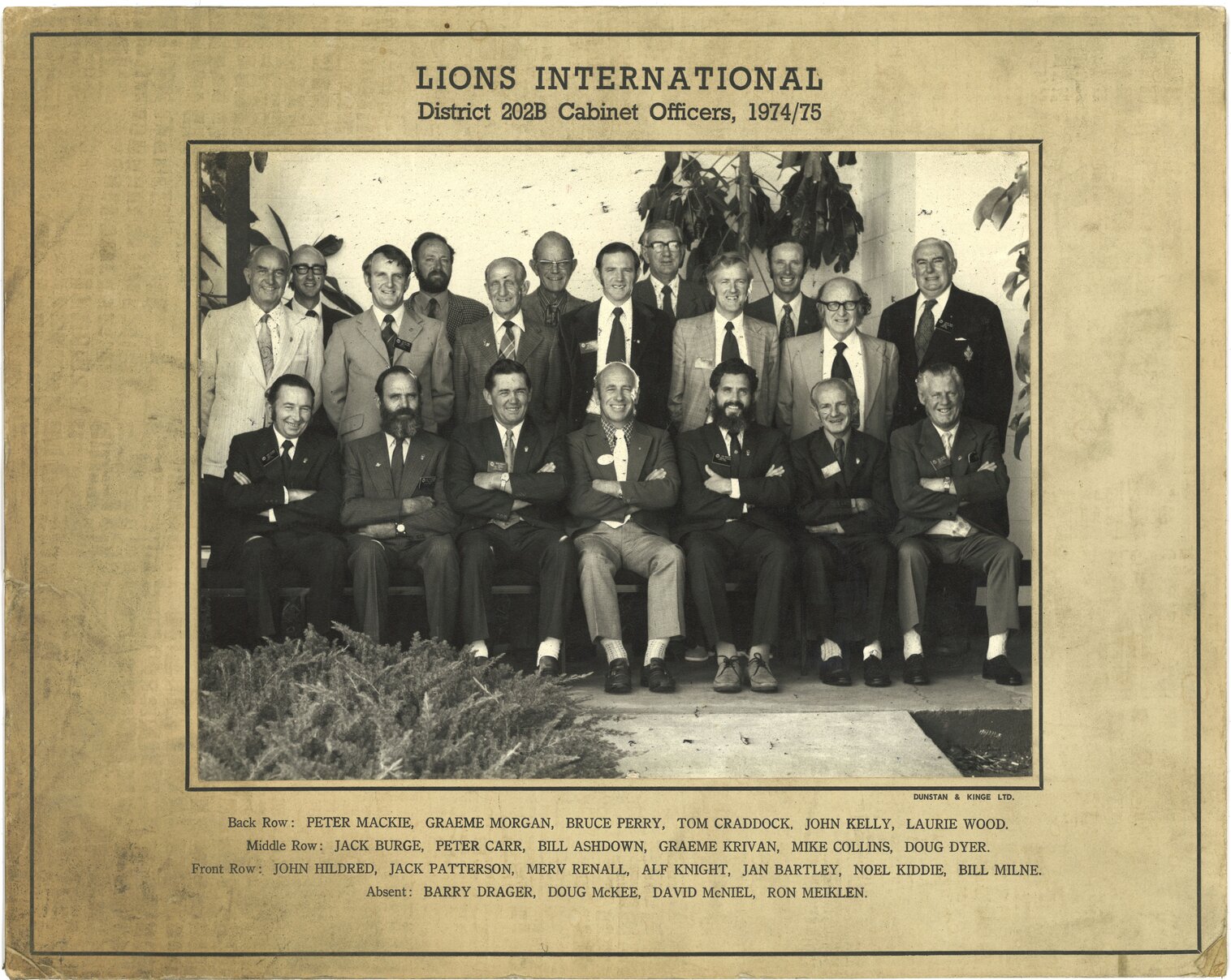Lions International, District 202B Cabinet Officers, 1974-75