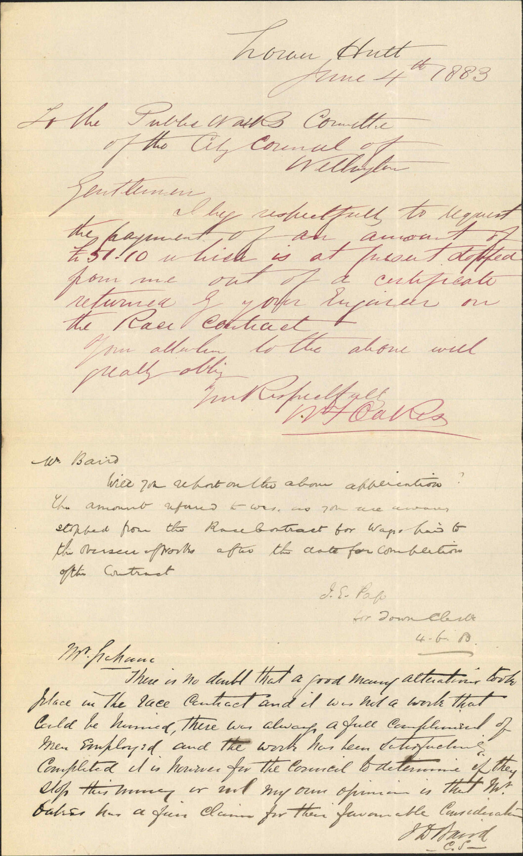 Application for remission of penalties in contract - W J Oakes