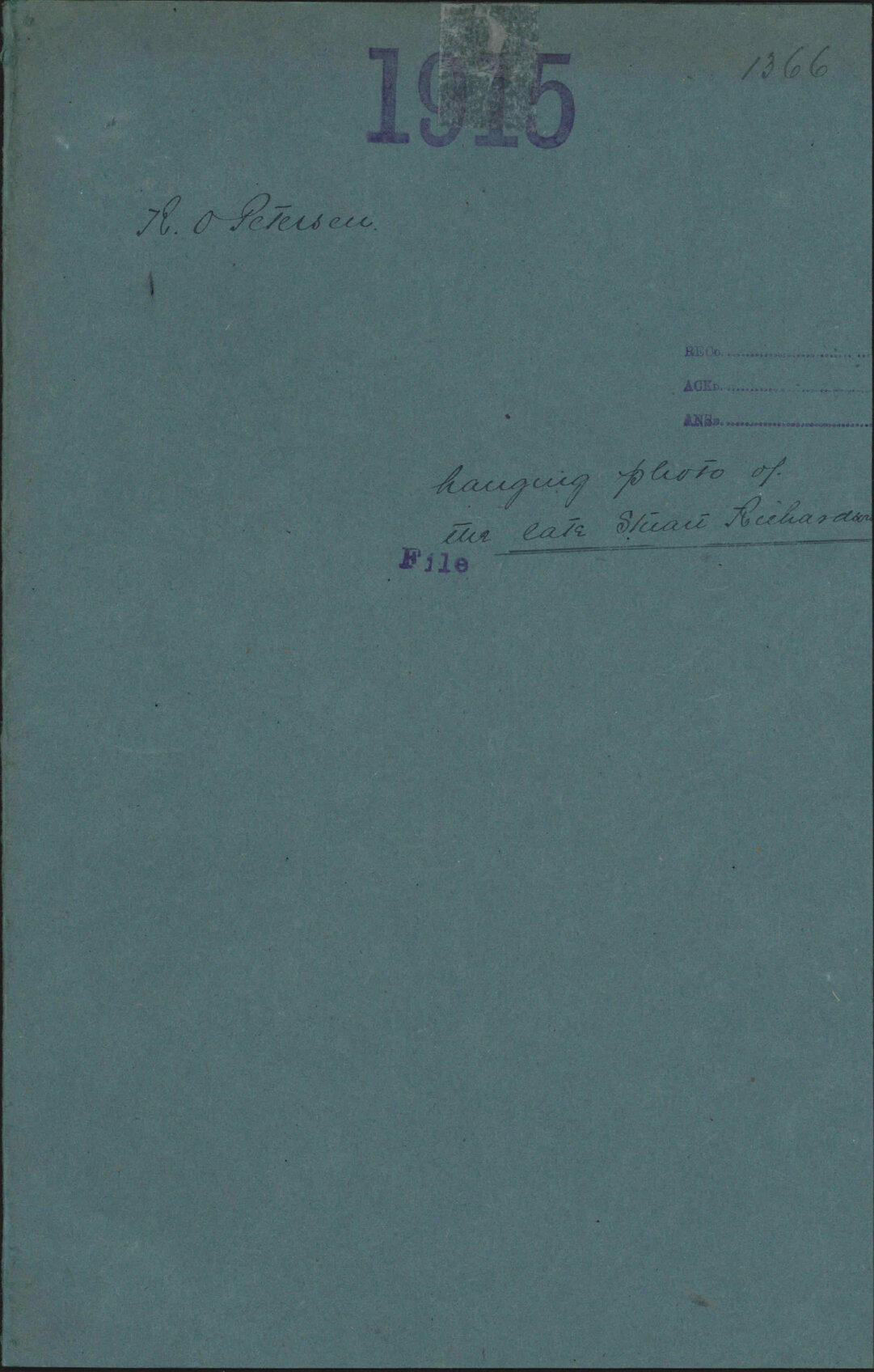 Hanging photo of the late Stuart Richardson - R O Petersen