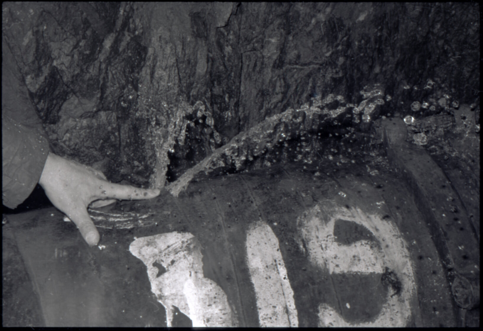 Orongorongo and Wainuiomata water catchment area, close up of pipe with a leak
