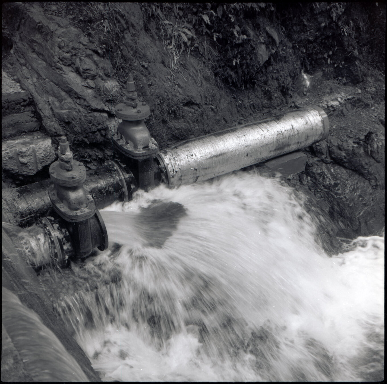 Orongorongo and Wainuiomata water catchment area, pipes and valves next to the dam