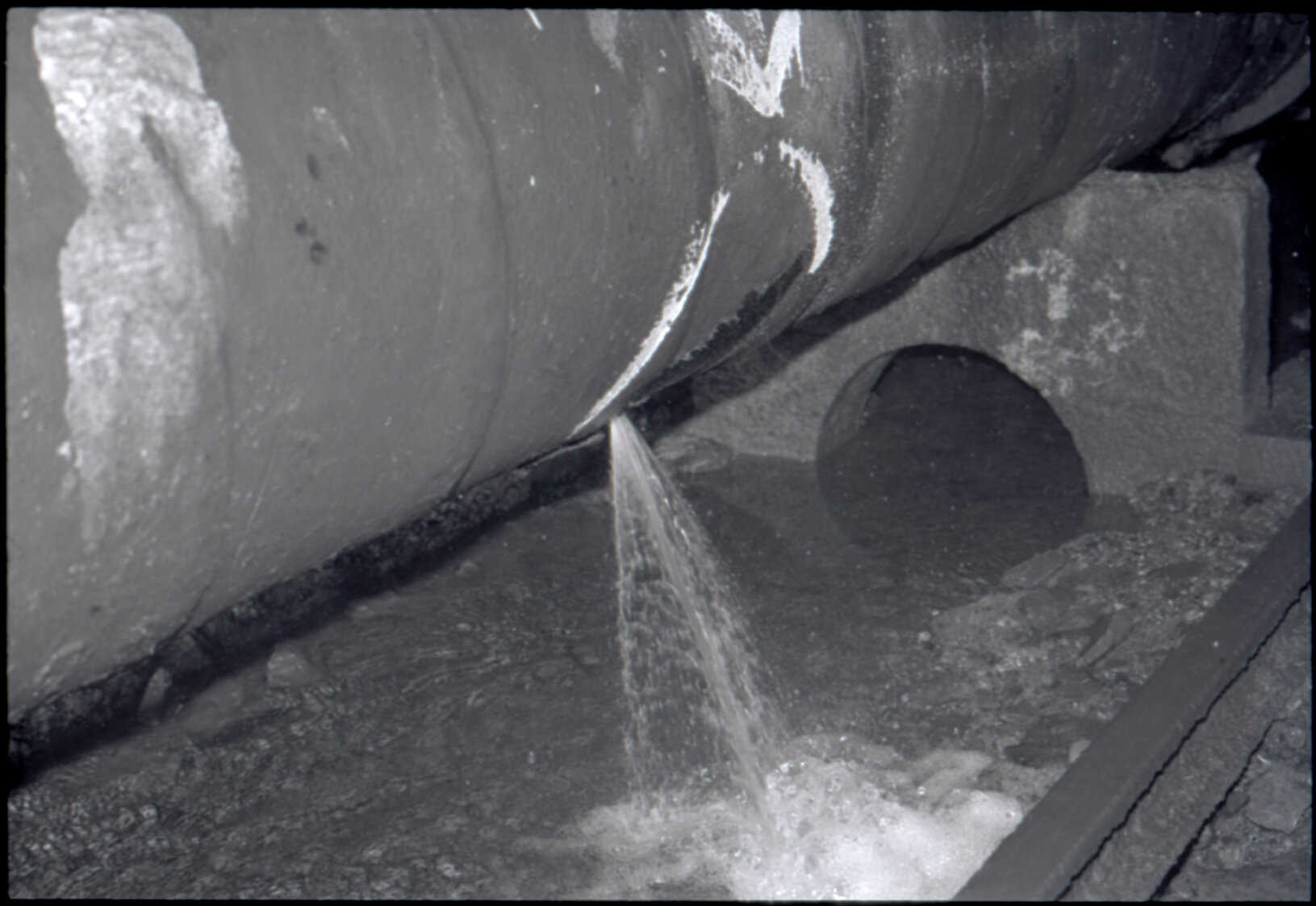 Orongorongo and Wainuiomata water catchment area, close up of pipe with a leak