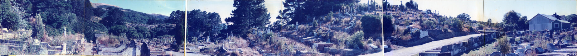Karori Cemetery, Panorama, L - R A-EC2 to A-OR, 25 January 1989