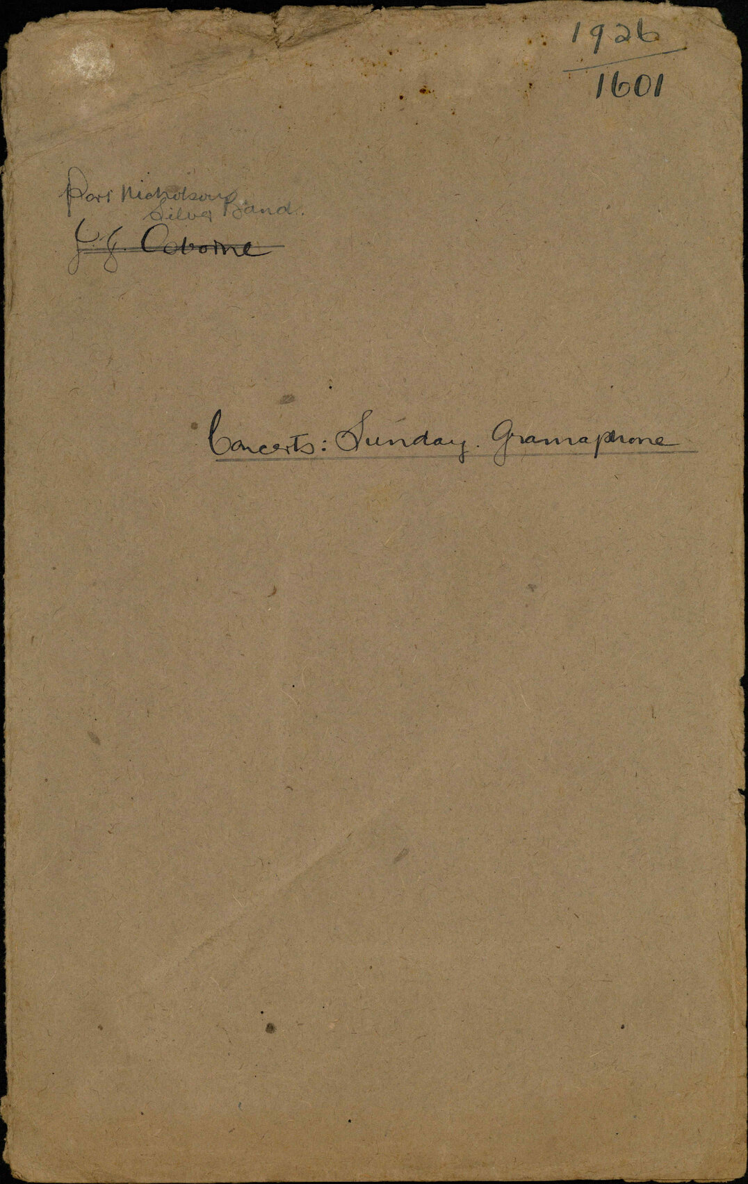Concerts, Sunday gramaphone - Port Nicholson Silver Band