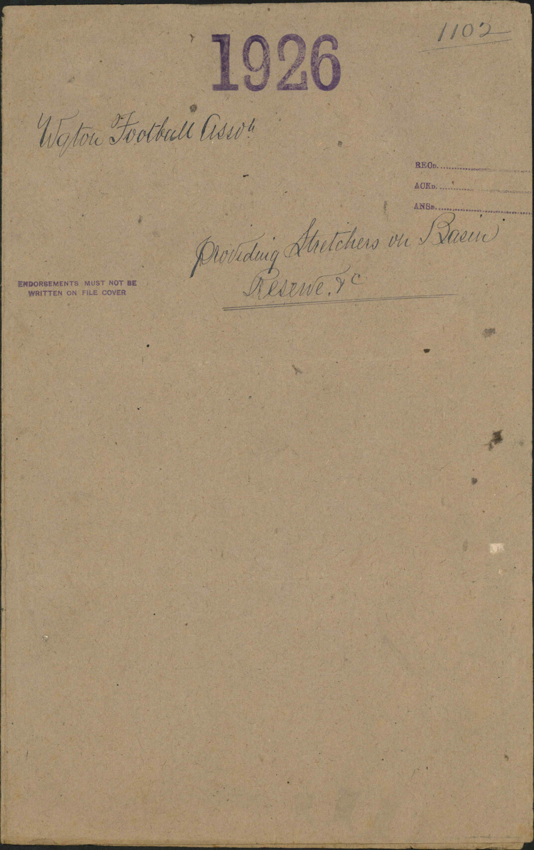Providing stretchers on Basin Reserve - Wellington Football Association