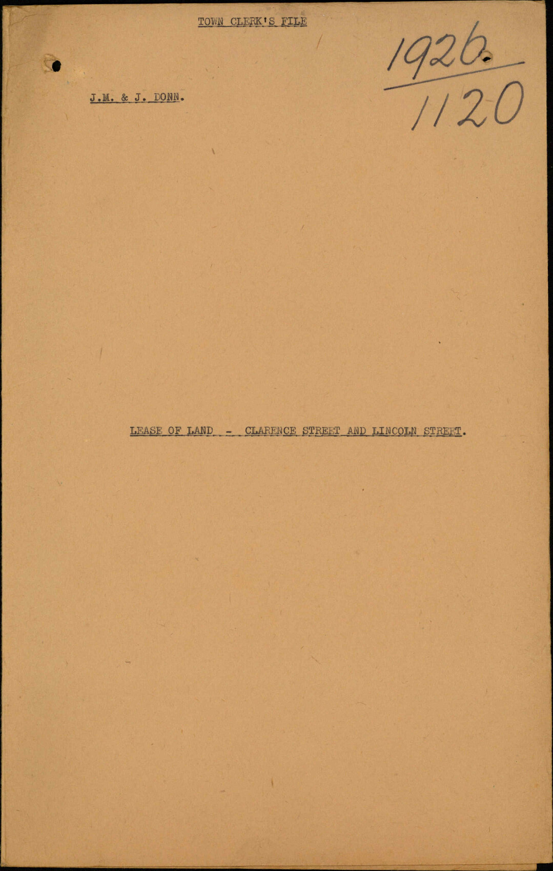 Lease of land, Clarence Street and Lincoln Street - J M and J Donn