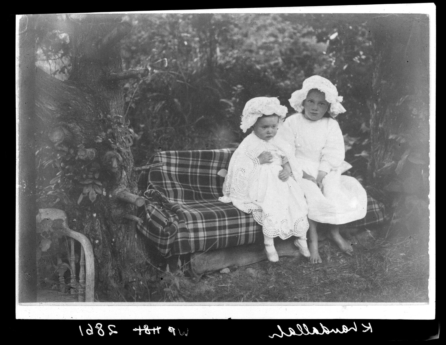 Two girls, Crompton-Smith's garden, Clark Street, Khandallah