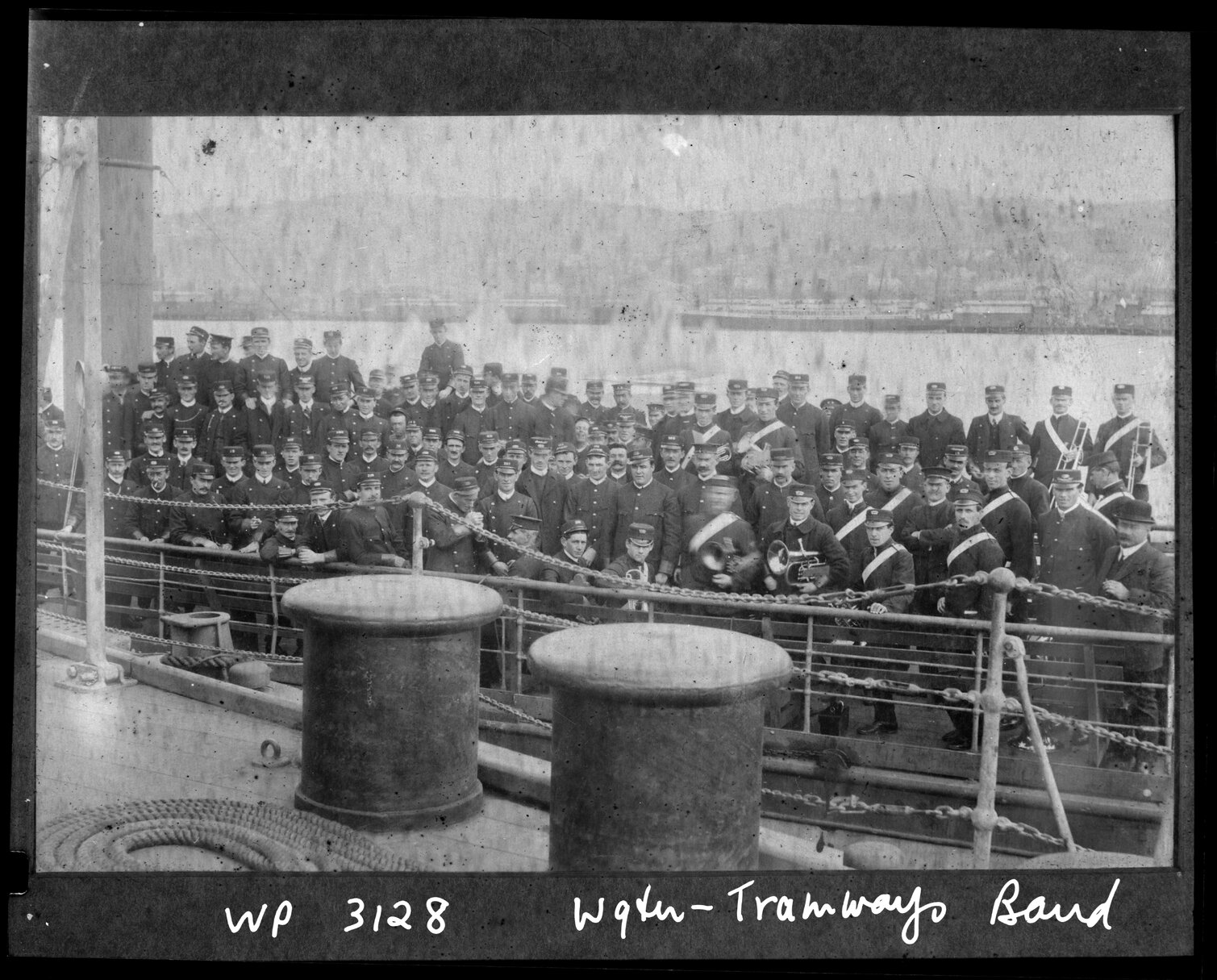 Tramways Band on Ferry, group photograph