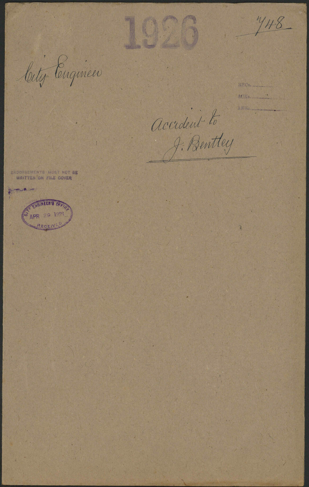 Accident to J Bentley - City Engineer