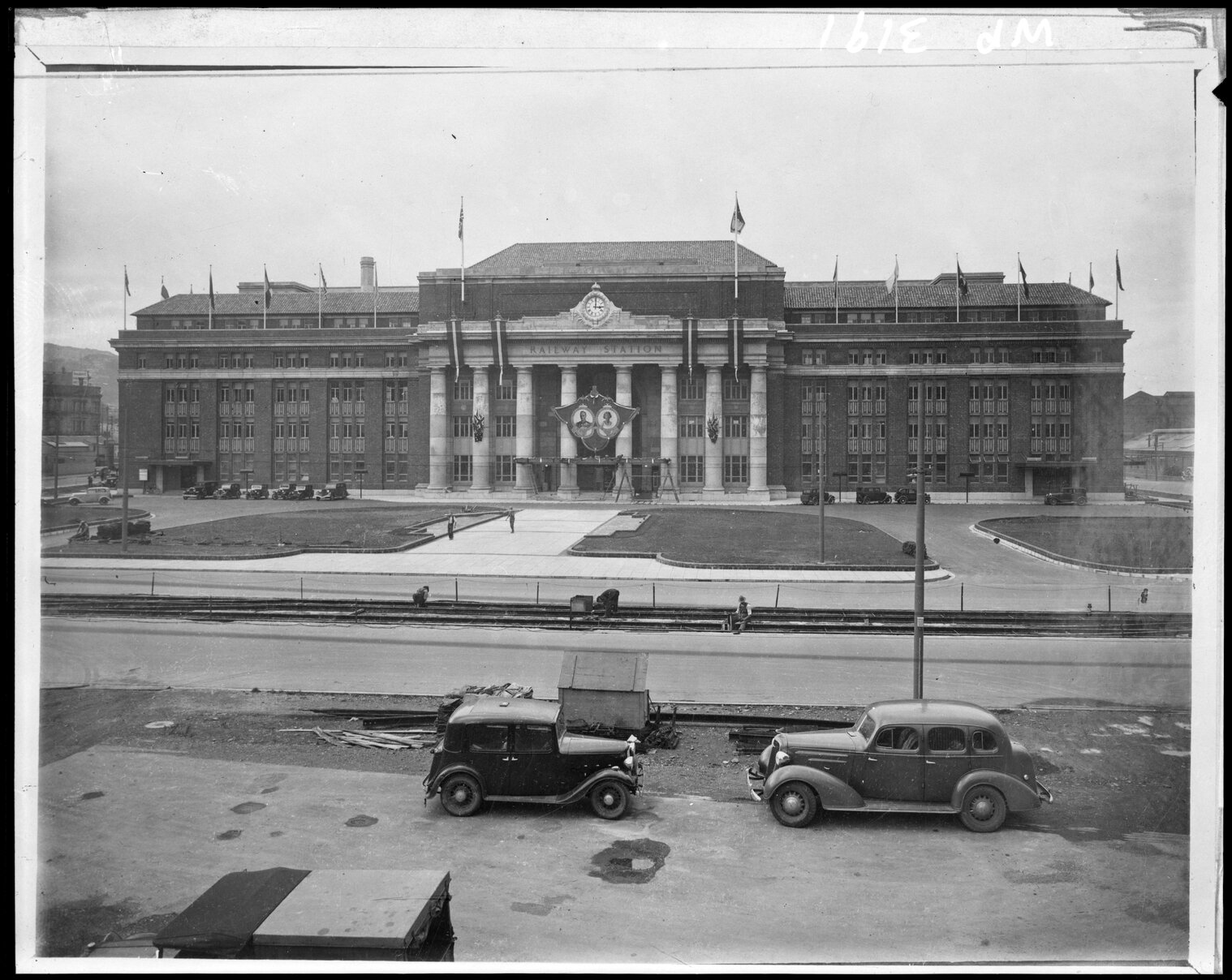 Coronation decorations for George VI , Railway Station, Bunny Street