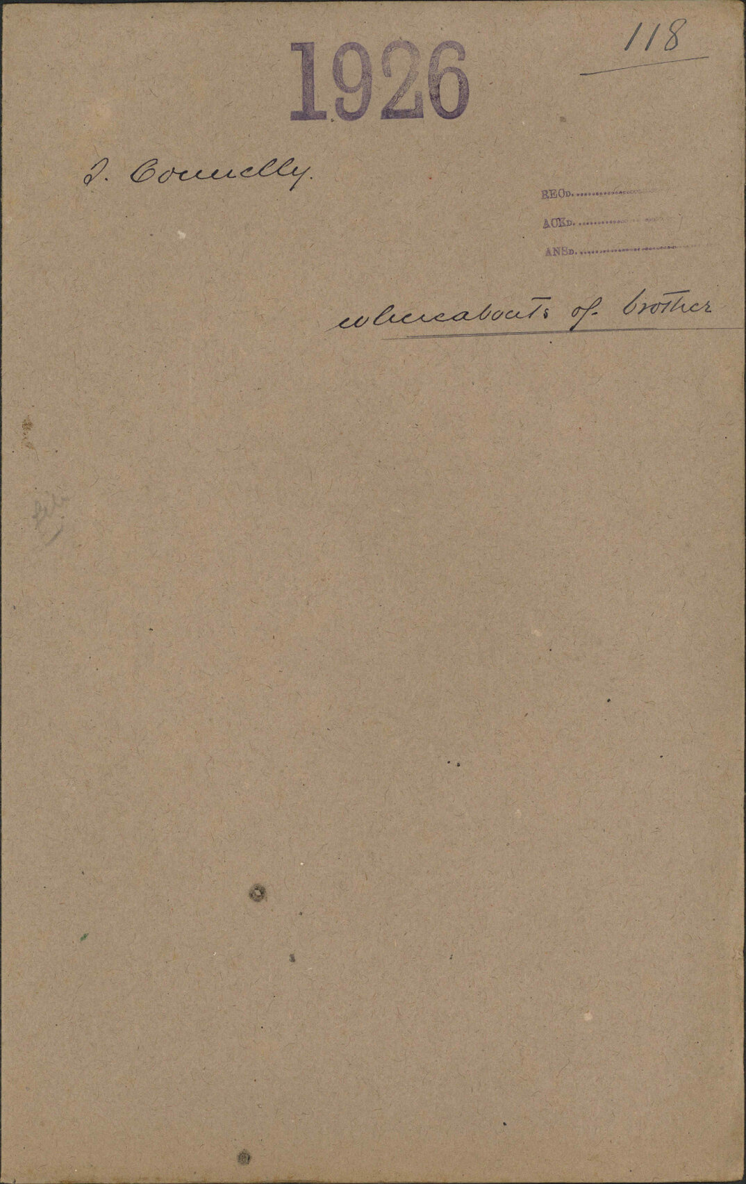 Whereabouts of brother - T Connolly