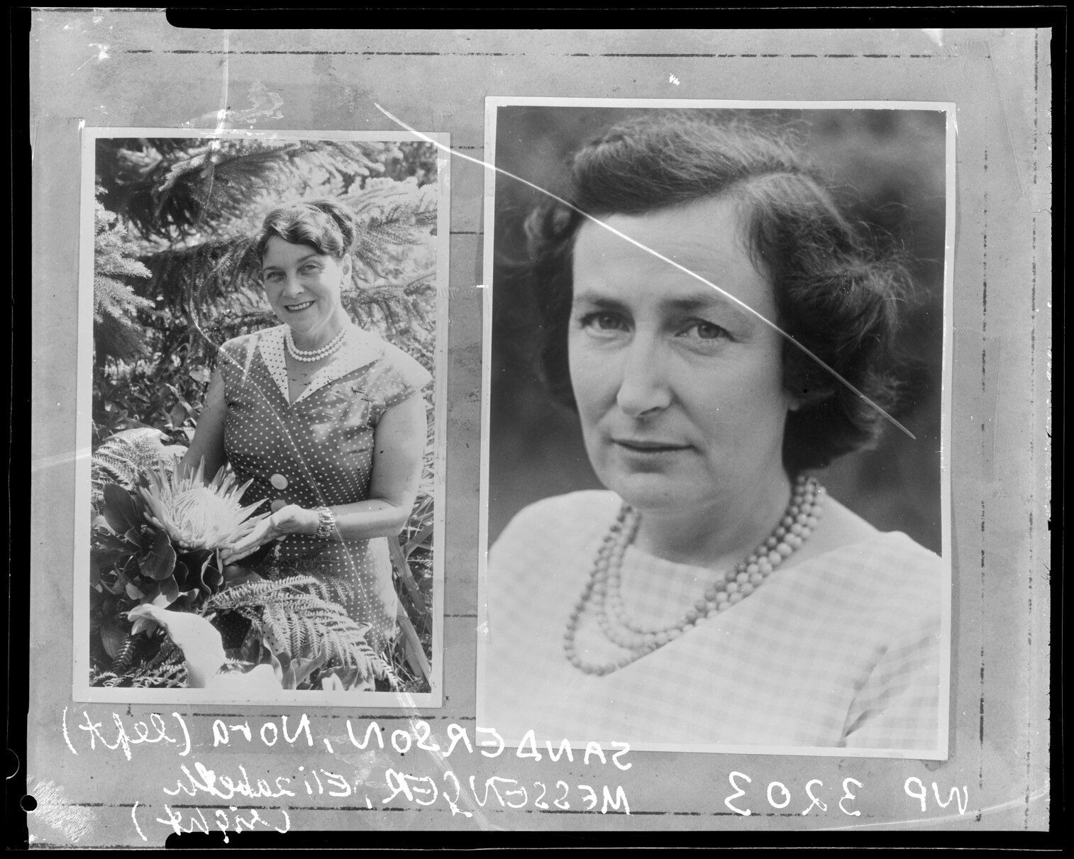 Portrait of New Zealand author, Nora Sanderson ( left) and Elizabeth Messenger (right)