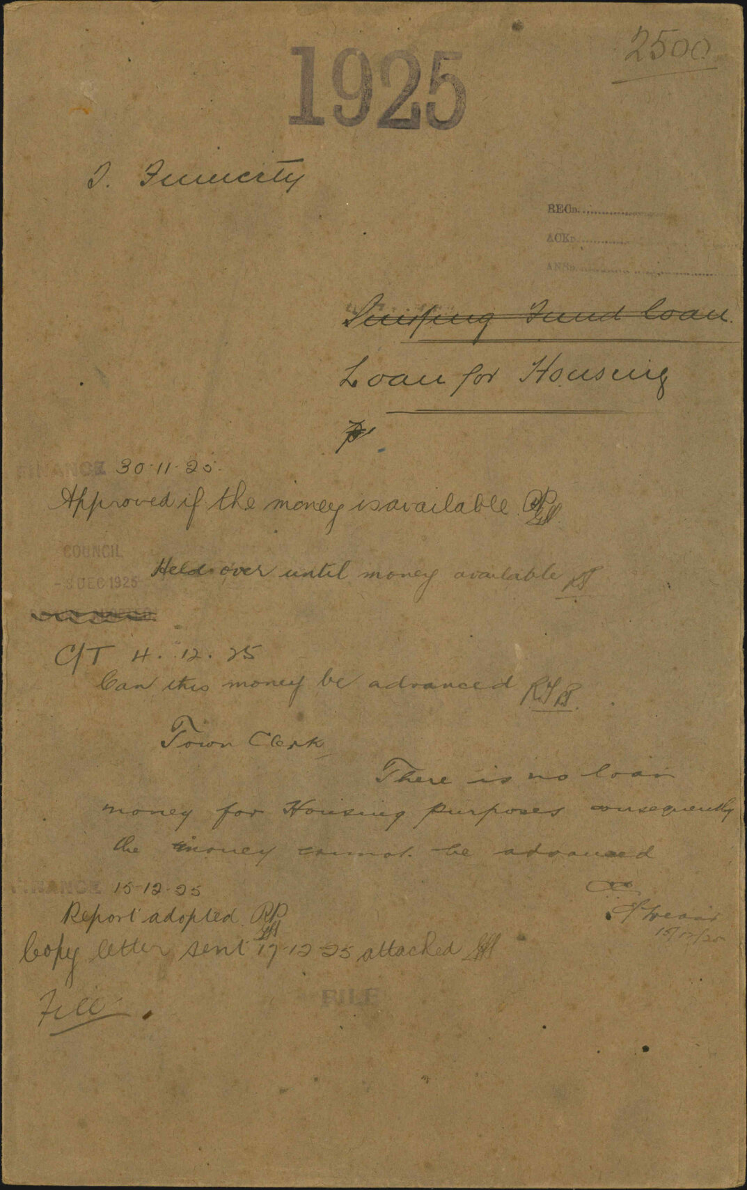 Loan for housing - T Finnerty