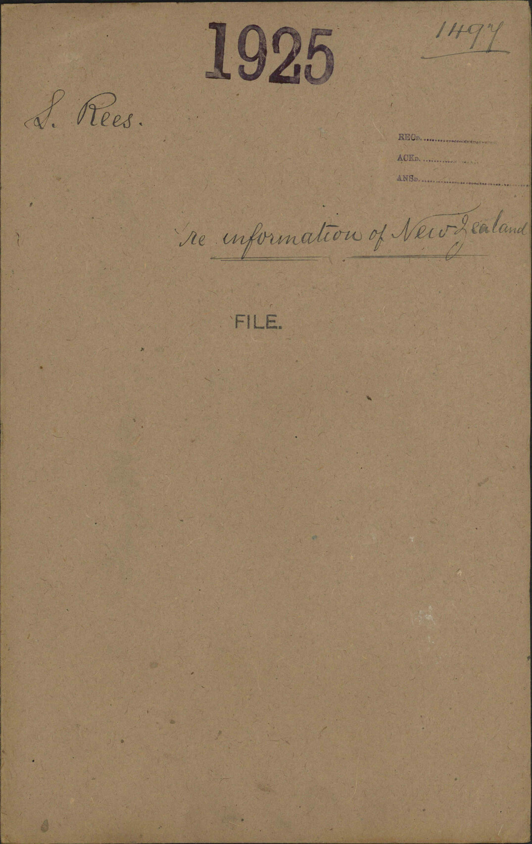 Re information of New Zealand - S Rees